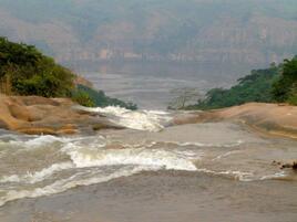 Looking down a waterfall with Congo in the background