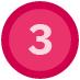 Circular icon with the number three in the center.