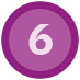 Circular icon with the number six in the center.