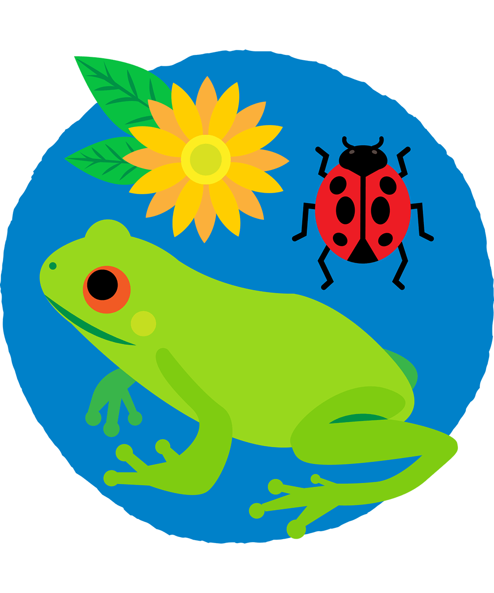 frog, ladybug and flower in a circle