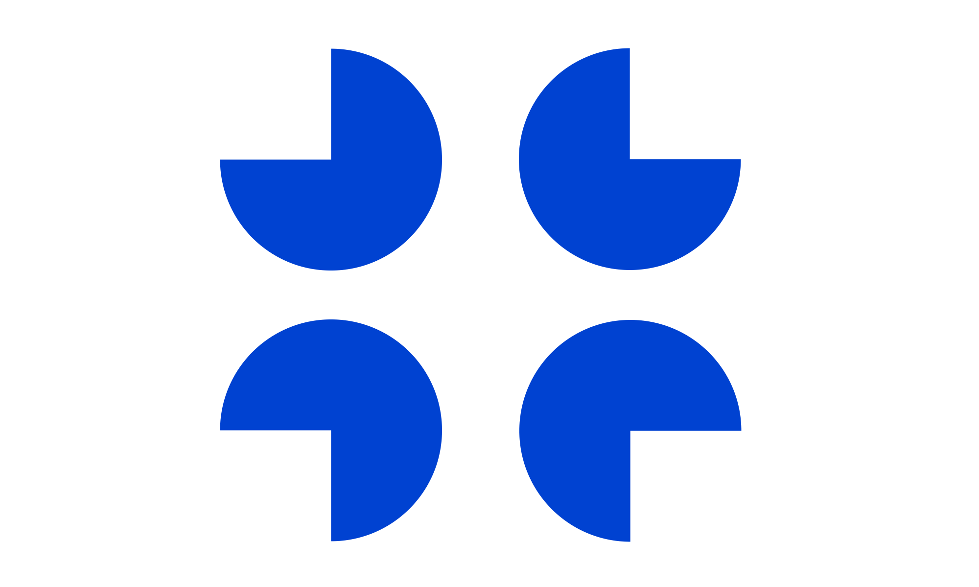 "Four circles, all missing a quarter section, rotating"
