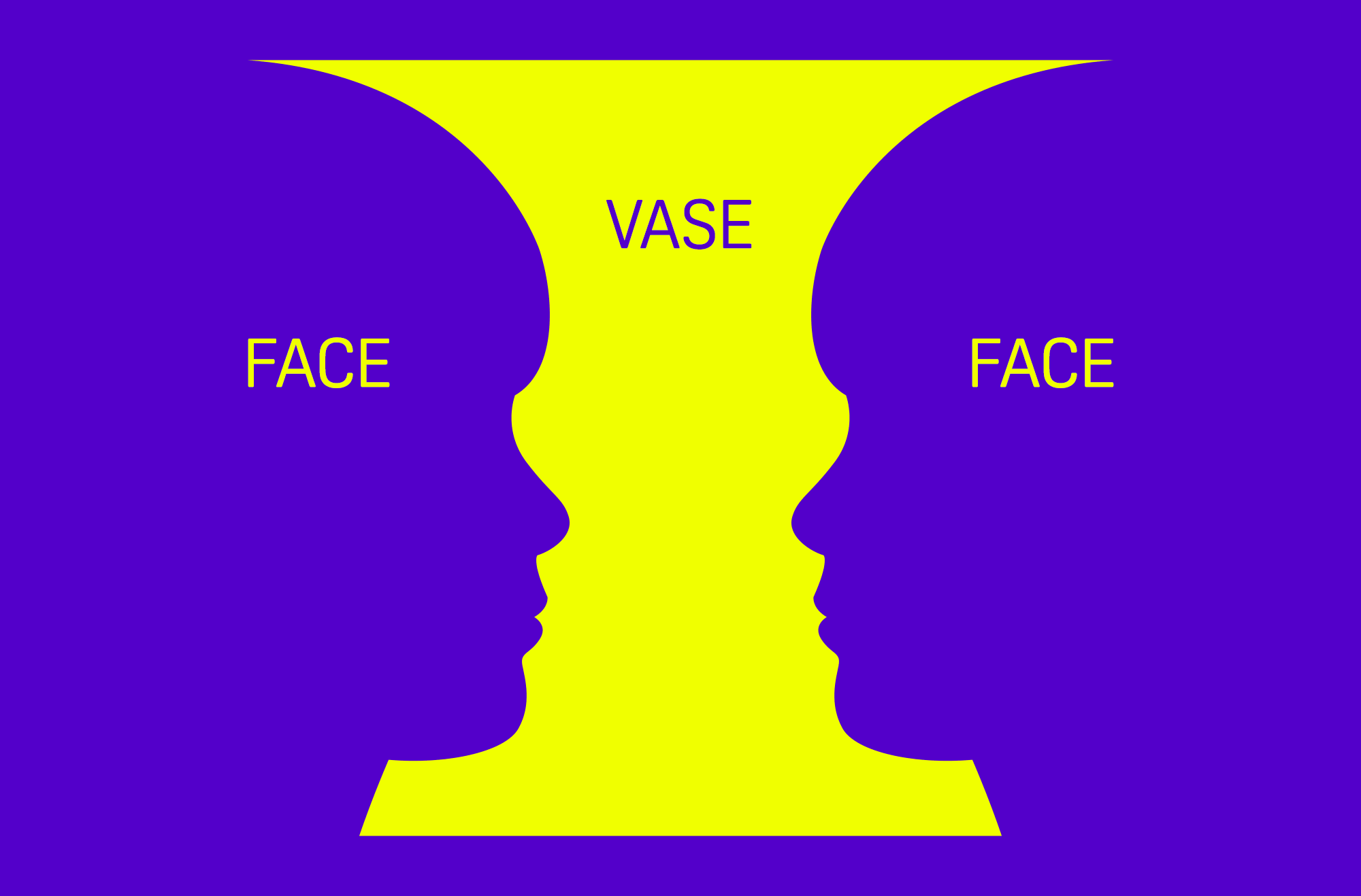 vase labeled with words "FACE" near edges, and "VASE" in the middle.