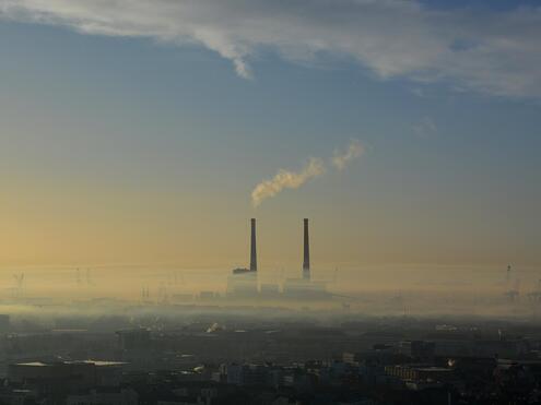 Smog over Normandy, France.