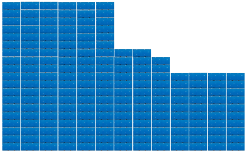 Visualization of 192 shipping containers stacked on top of each other in columns.