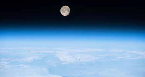 Moon over Earth's atmosphere