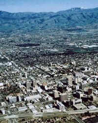 Arial view of a city with hightways