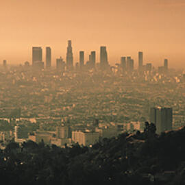 smog filled city skyline