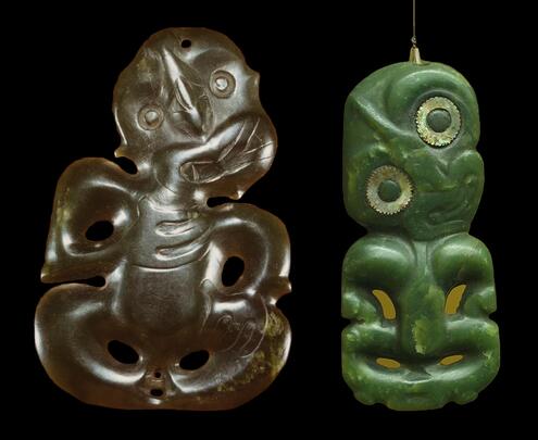 Maori hei-tiki carved pendants