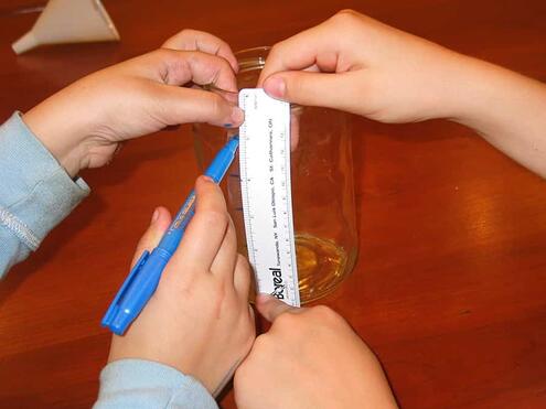 marking measurements on the tape strip