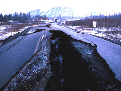 large crack in a road