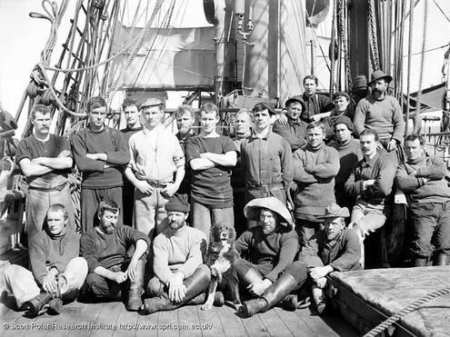 much of the crew posing on deck