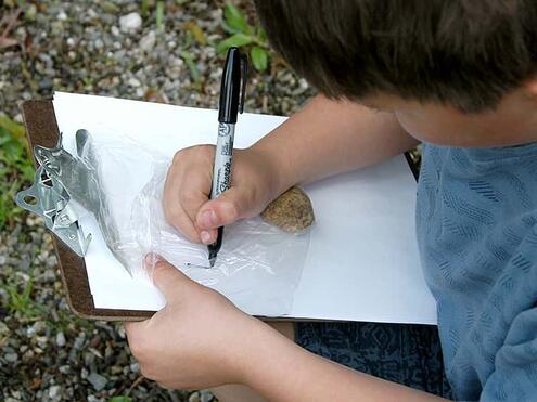 labeling the bag with permanent marker