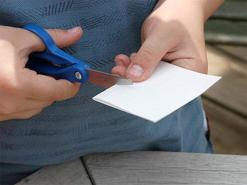 cutting an index card