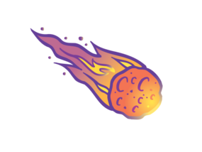 meteorite with flaming tail