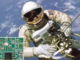 astronaut in space and computer chip