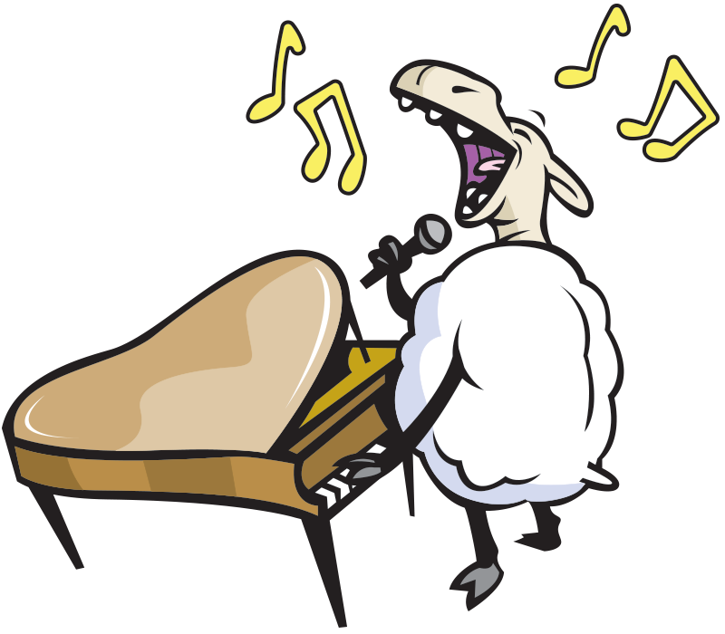 singing sheep playing piano