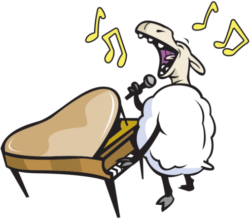 singing sheep playing piano