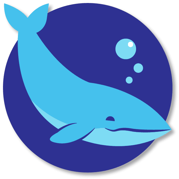 circular icon with blue whale