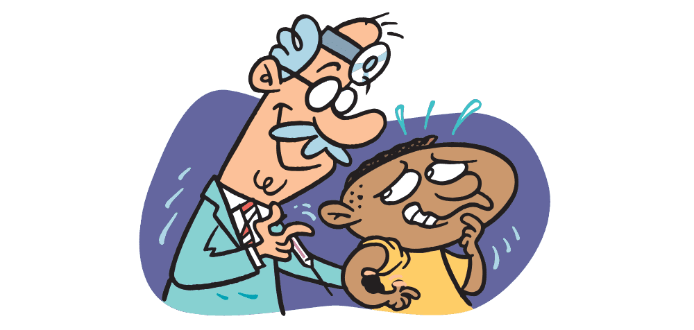 doctor giving a flu shot to a boy
