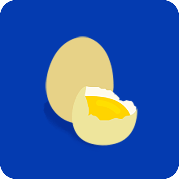Two eggs; one egg is broken showing the yolk.