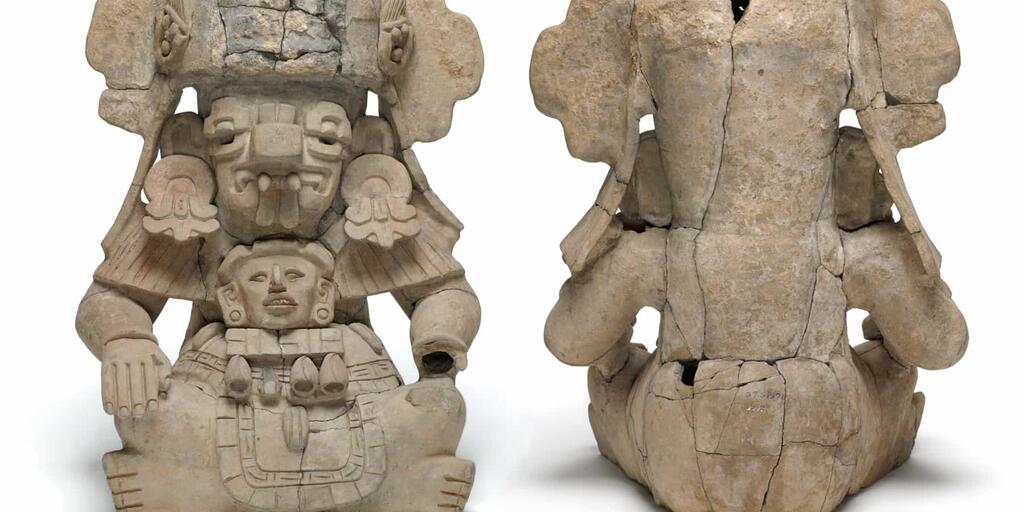サンドストーン　アヌビス　壺　天然石　置物 Zapotec urn | AMNH
