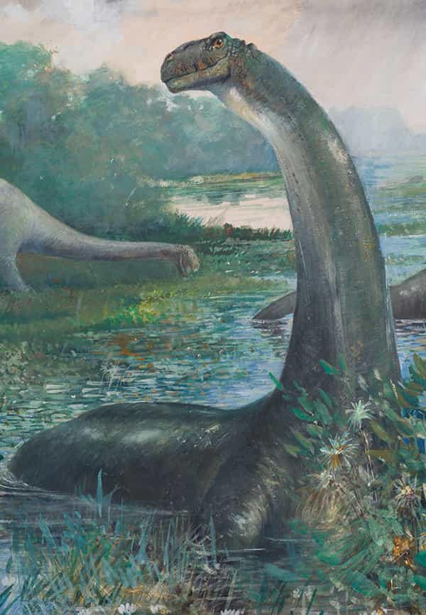 long necked dinosaur in landscape