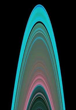 ovoid shape with multicolored stripes