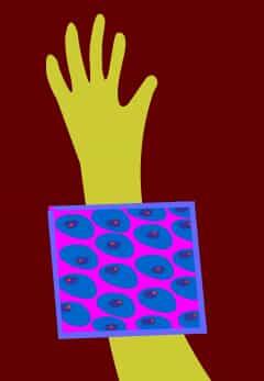 arm with zoomed inset on top showing cells