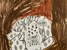 drawing of a leopard blending in