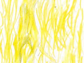 drawing of a meerkat blending in to dried grass