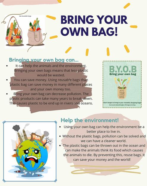 poster about bringing your own bag as a way to help the Earth and fight climate change