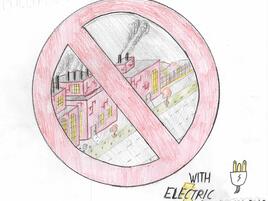 poster with the slogan Stop Pollution with Electric Solutions