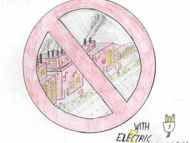 poster with the slogan Stop Pollution with Electric Solutions