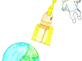 illustration and narrative about space travel