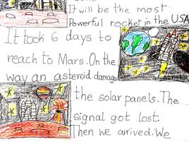 illustration and narrative about space travel