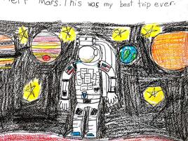 illustration and narrative about space travel