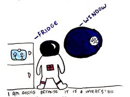 illustration and narrative about space travel