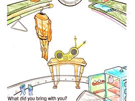 illustration and narrative about space travel