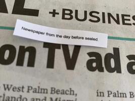 Newspaper from the day the time capsule was sealed 