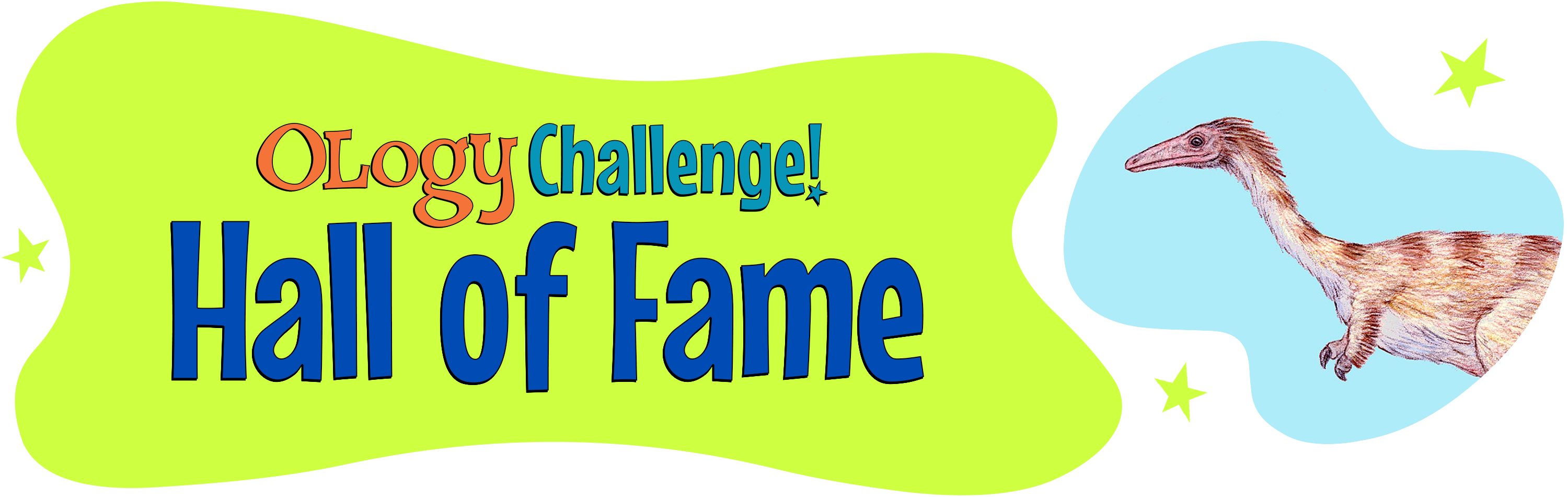 OLogy Challenge! Hall of Fame banner with inset picture of dino drawing