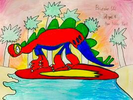 colorful stegosaurus illustration