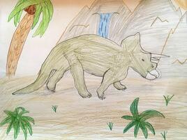 Triceratops illustrations with trees
