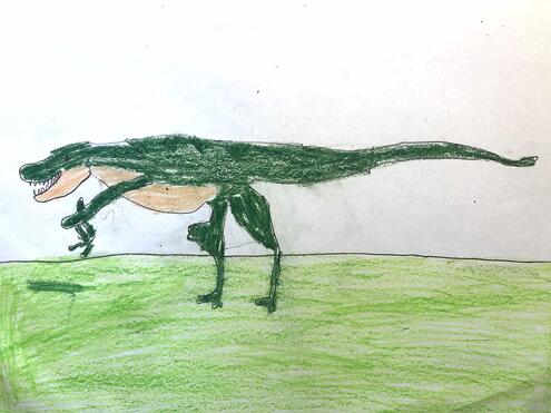 green T. rex illustration