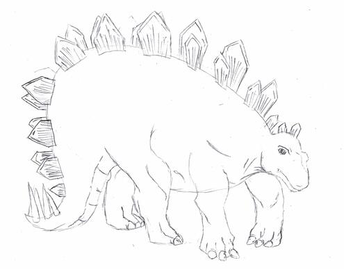 stegosaurus pencil drawing