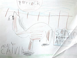 drawing of a horse in a paddock