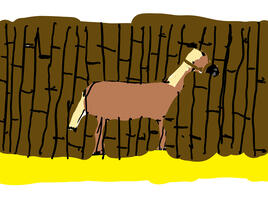 illustration of a Palomino horse outside