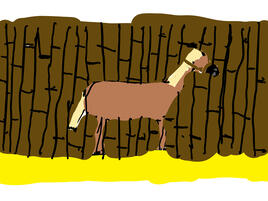 illustration of a Palomino horse outside