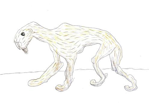 drawing of a saber-toothed cat