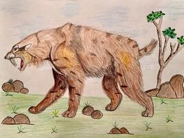 illustration of a ferocious saber-toothed tiger