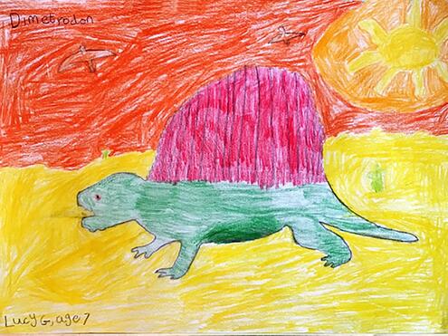 illustration of a dimetrodon in the hot sun